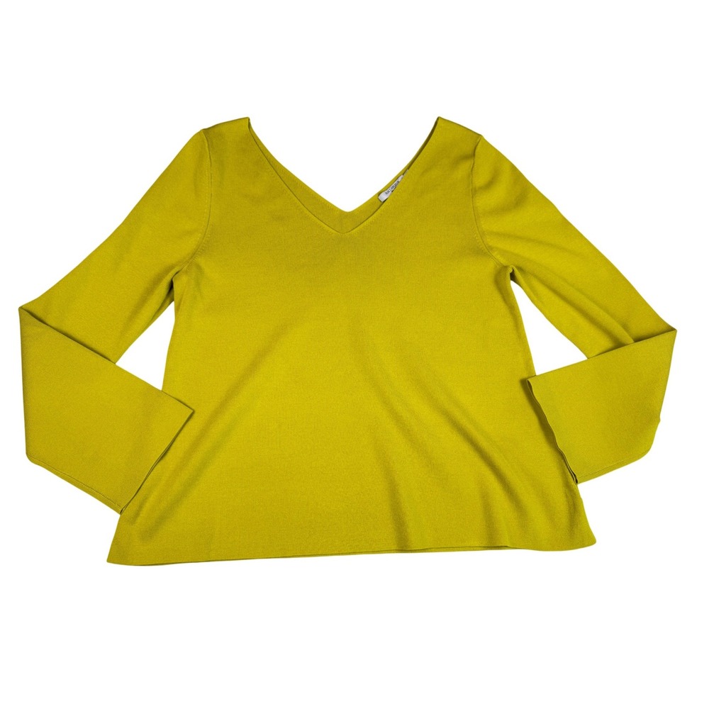 M.M. LaFleur Kara 365 Knit Chartreuse V-Cut Pullover Sweater XL Viscose Top - Picture 3 of 9